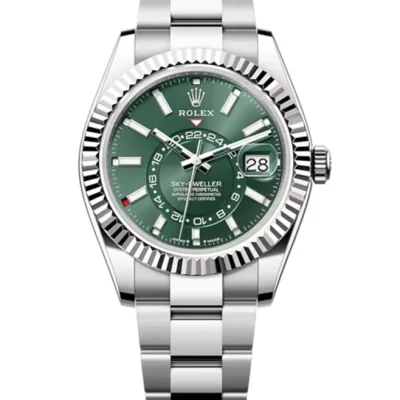 2023 Release Rolex Sky-Dweller, Mint green dial, Oyster bracelet, Oystersteel and 18k white gold Watch 336934