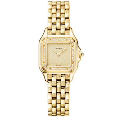 PanthÃ¨re de Cartier Small 18ct Yellow Gold Grained Dial Diamond Set Watch