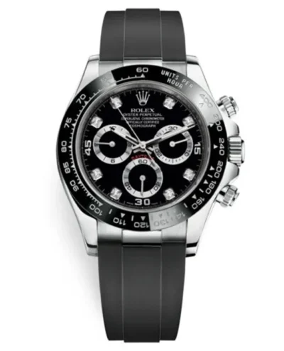 Rolex Cosmograph Daytona 116519LN Black Diamond Dial Oysterflex White Gold Mens Watch