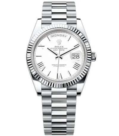 Rolex Day-Date 40 Presidential White dial, Smooth Bezel, President bracelet, Watch 228206-0028