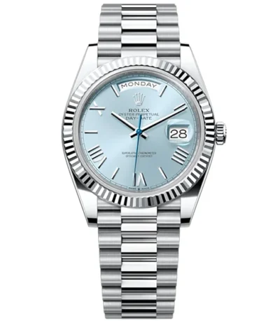 Rolex Oyster Perpetual Day-Date 40 in Platinum with Ice-Blue Dial Men’s Watch 228236-0012