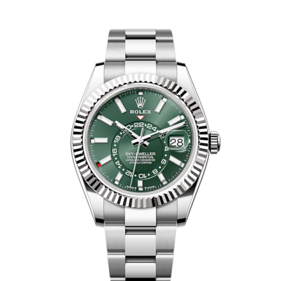Rolex Sky-Dweller, 42mm, Oystersteel and 18k White Gold, Green, Oyster, Ref# 336934-0001