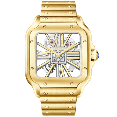 Santos de Cartier Large 18ct Yellow Gold Men’s Skeleton Dial Watch