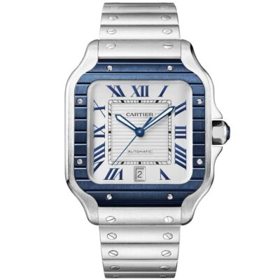 Santos de Cartier Large Steel & Silver/Blue Dial Men’s Automatic Watch