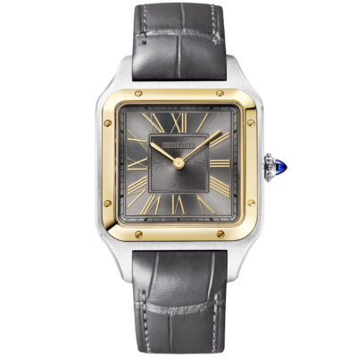 Santos-Dumont Large Steel & 18ct Yellow Gold Strap Watch